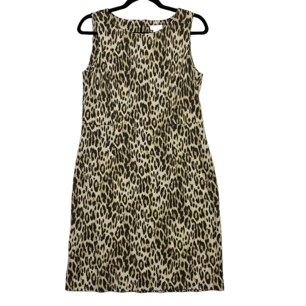 Chico’s Women's Leopard Print Sleeveless Knit Sheath Dress Career Size 8